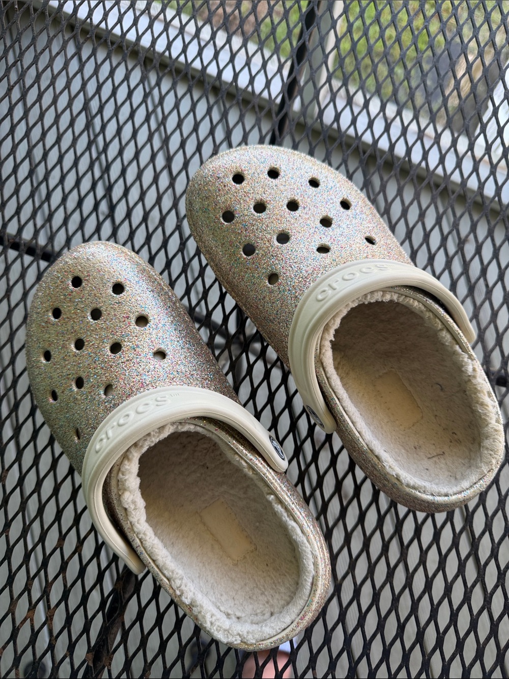 Women’s CROCS Glitter Lined Clog - Multicolor Sparkle with Cream Trim - Picture 3 of 8